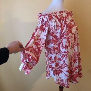 Coral and white off shoulder top